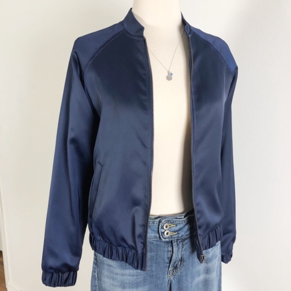 Mural Navy Bomber Jacket, Sz XS